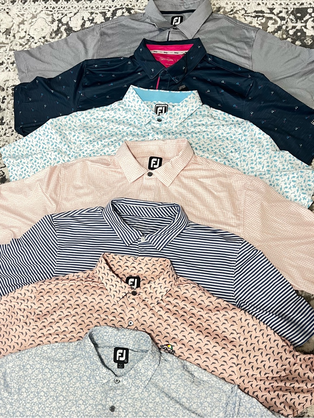 FootJoy Men’s Golf Polo Performance Shirt lot XL Gold Cup Bay Hill Vineyard Vine